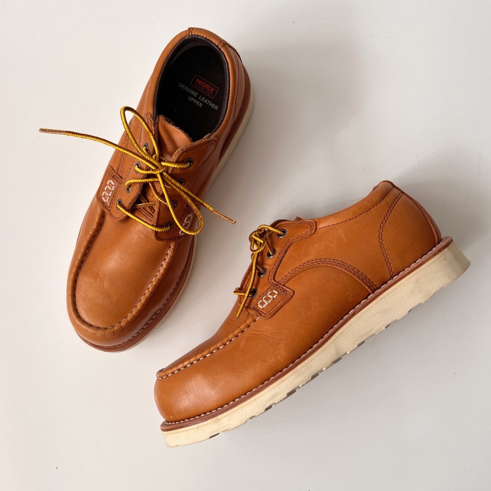 WORX by Red Wing Shoes Moc Toe Oxford Size 9.5 Mens Brown Leather Work Shoe Boot